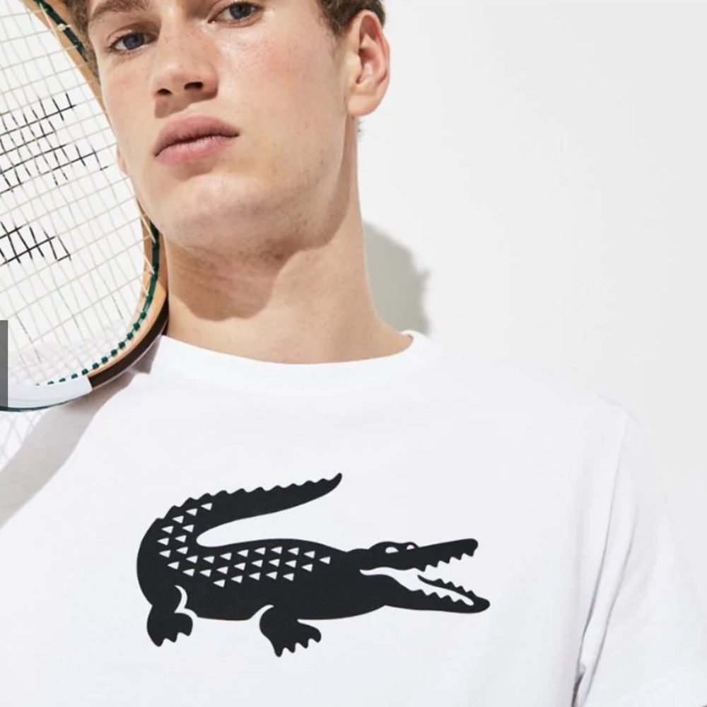 Lacoste Mens SPORT Crew Neck Ultra Dry T-shirt White/Black size Large 5